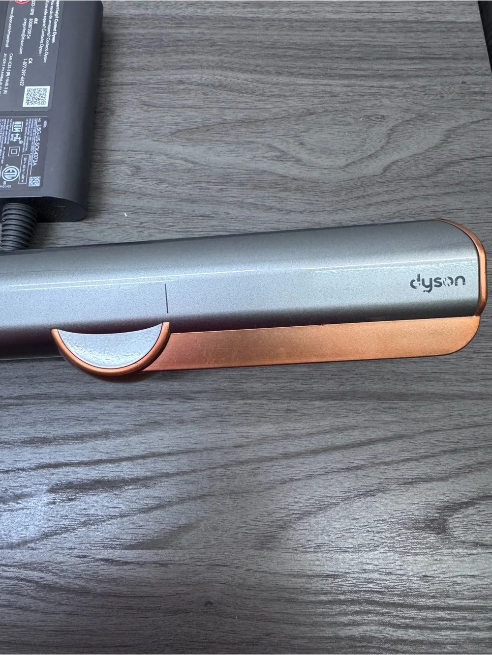 Dyson straightener in silver and copper accents